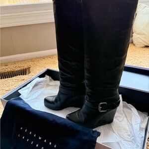 Vera Wang Lavender “Yael” Black Wedge Boots. Size 6